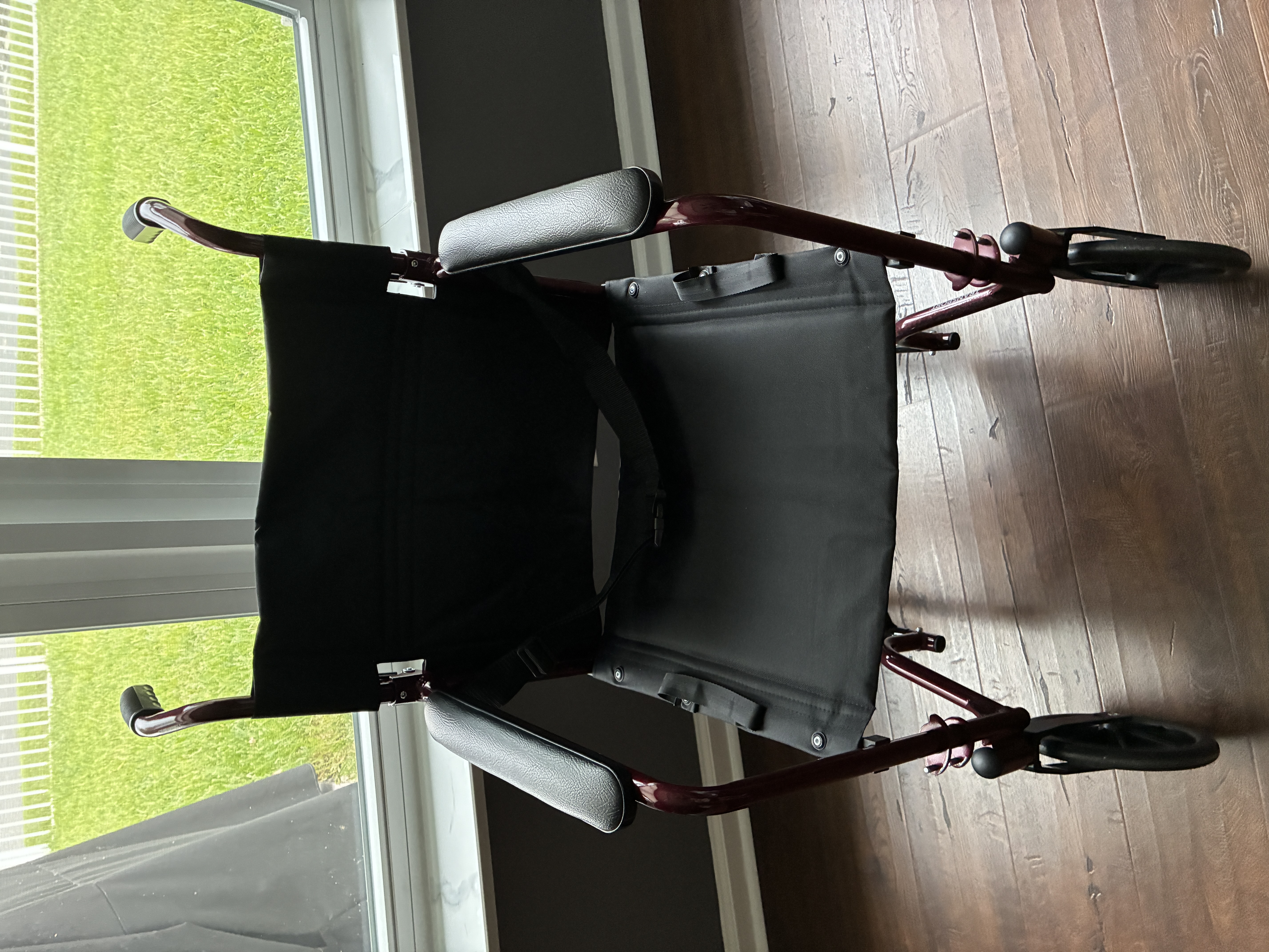 Red aluminum folding transport chair